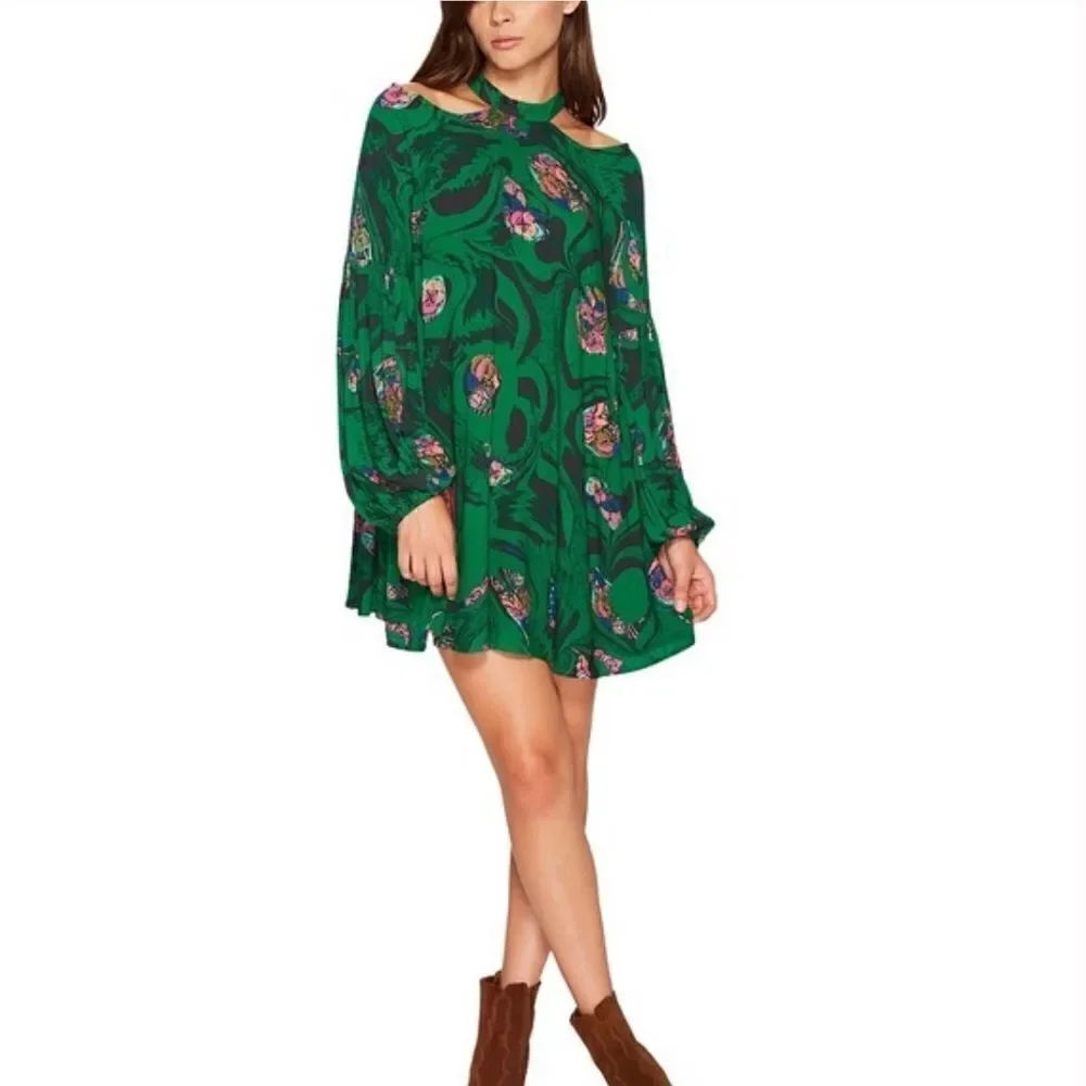 Free People Drift Away Kelly Green Top/Dress XS